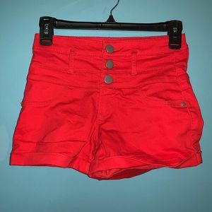 Red High Waisted Shorts